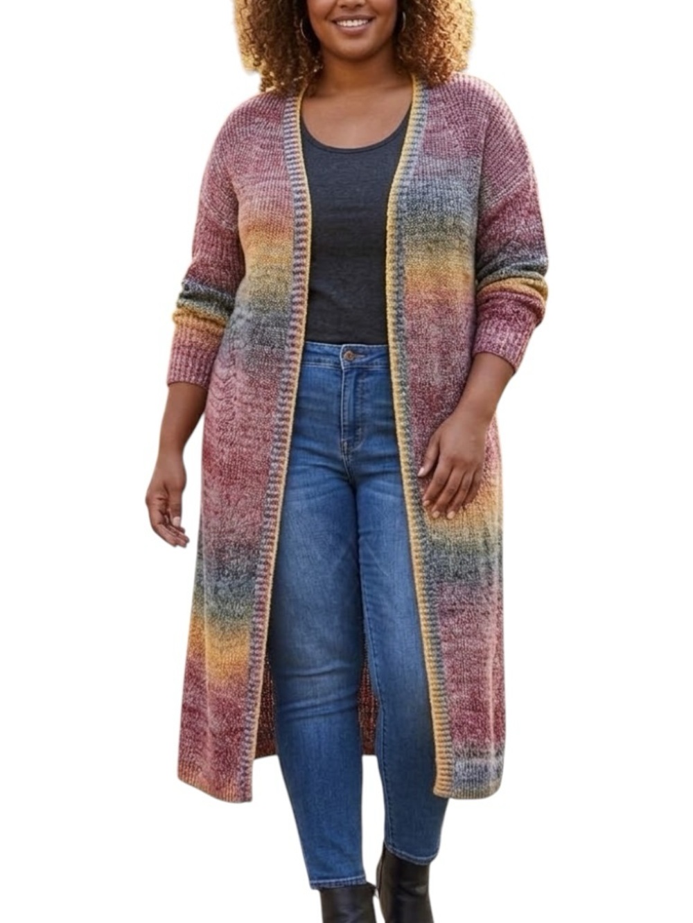 Torrid Knit Ombré Rainbow Duster Cardigan Plus Size 5X